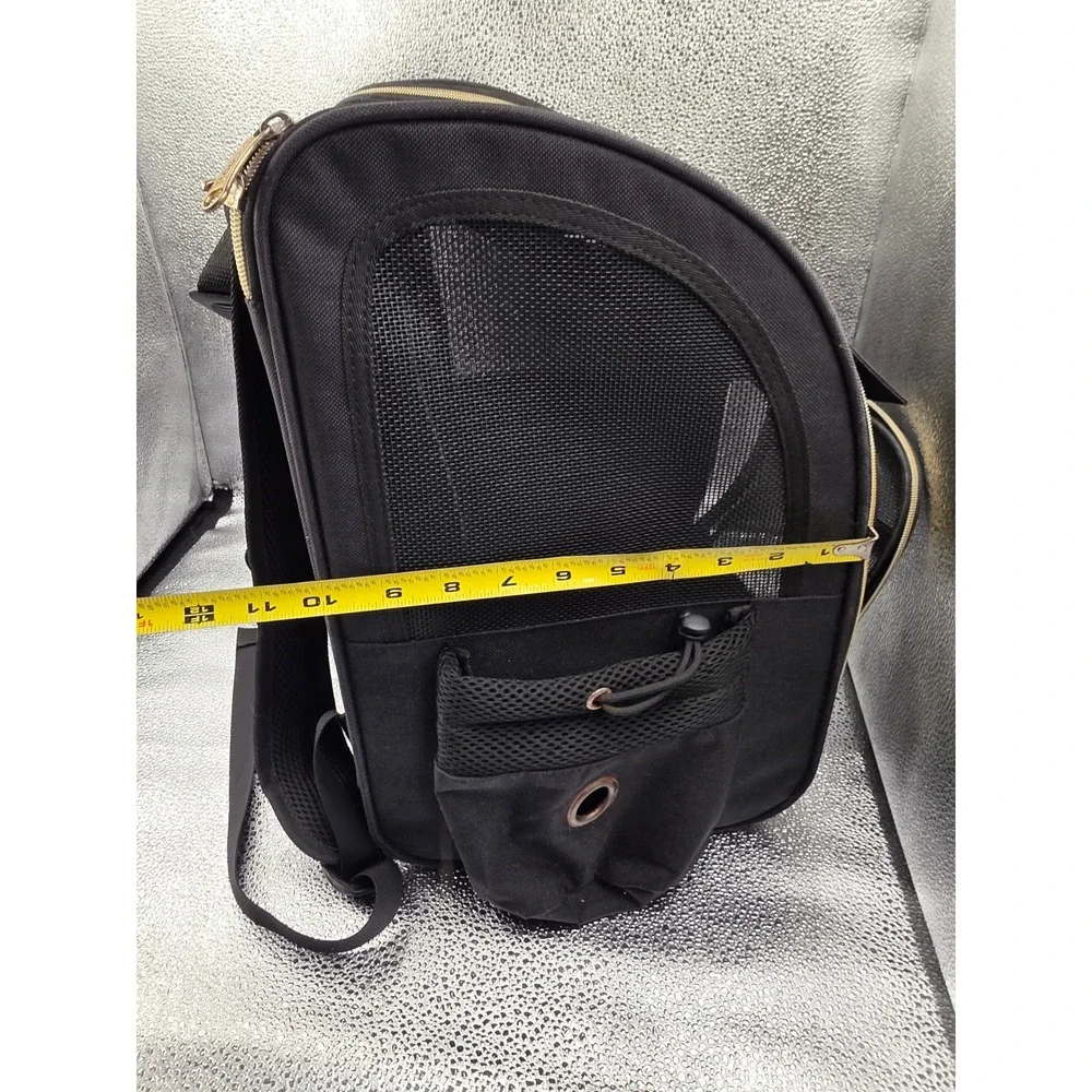 Goodio Pet Carrier Backpack Black Gold Small Dog Cat Breathable Mesh Travel Bag